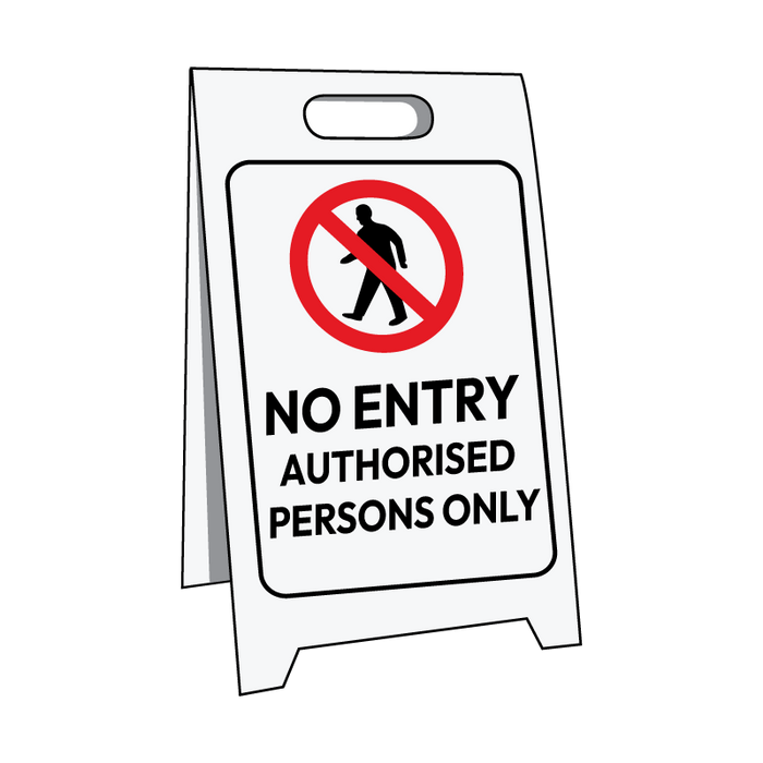 Corflute Sign Stand, No Entry Authorised Persons Only, 500 x 300mm