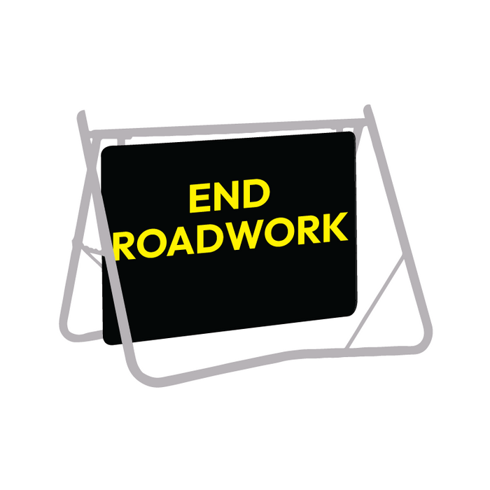 End Roadwork, Night Use, 900 x 600mm Metal, Class 1 Reflective, Swing Stand