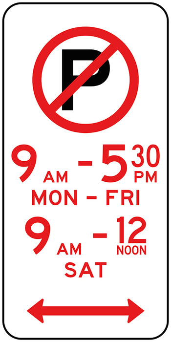 No Parking With Specific Times (Symbolic Dual Arrow)