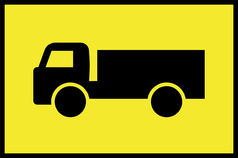 Truck Left (Symbolic), 900 x 600mm Boxed Edge, Metal Class 1 Reflective