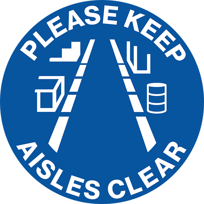 Floor Graphics, Self Adhesive, Anti-Slip, Please Keep Aisles Clear