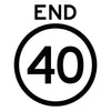 End 40km/h, Multi Message 600 x 600mm Corflute, Class 1 Reflective