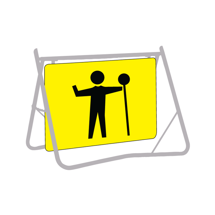 Symbolic Traffic Controller (Yellow), 900 x 600mm Metal, Class 1 Reflective, Swing Stand