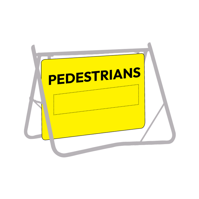 Pedestrians (Text With Blank Space For Magnet), 900 x 600mm Metal, Class 1 Reflective, Swing Stand