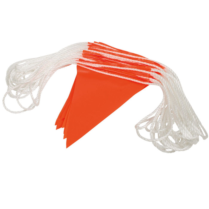 Safety Rope With Flags Orange Safety Flag on Rope, 30m roll — Pinnacle Signage