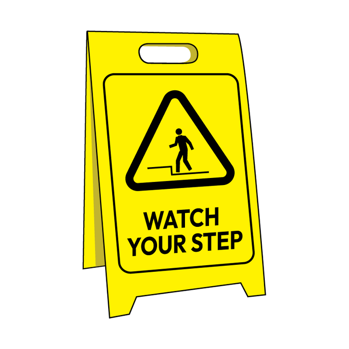 Corflute Sign Stand, Watch Your Step, 500 x 300mm