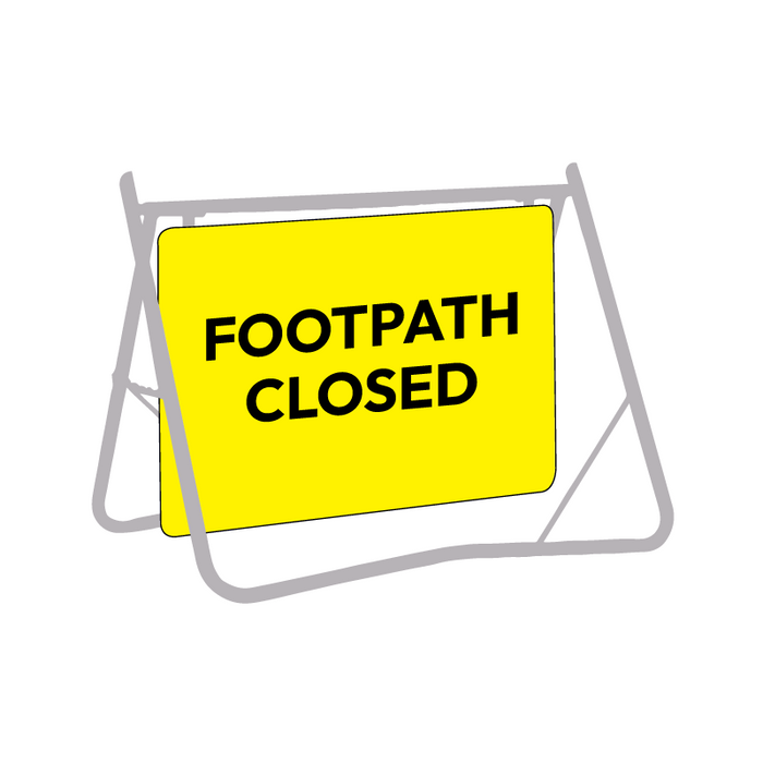 Footpath Closed, 900 x 600mm Metal, Class 1 Reflective, Swing Stand