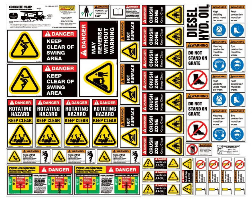 Machinery Sticker Kit, Concrete Pump