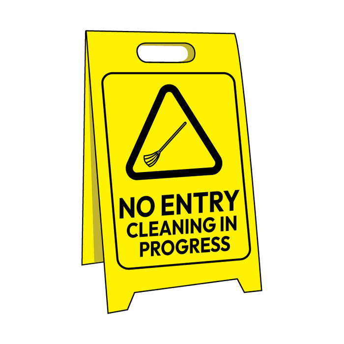 Corflute Sign Stand, No Entry Cleaning In Progress, 500 x 300mm