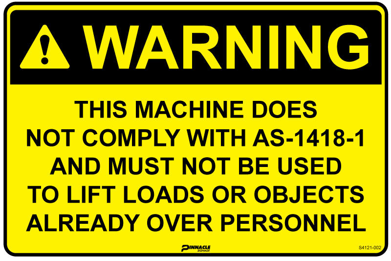 Warning This Machine Does Not Comply With AS-1418-1…