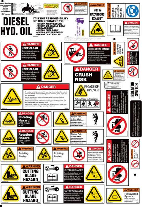 Machinery Sticker Kit, Front/Mid/Rear Mower