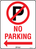 No Parking Symbol, Left Arrow, 400 x 300mm Metal