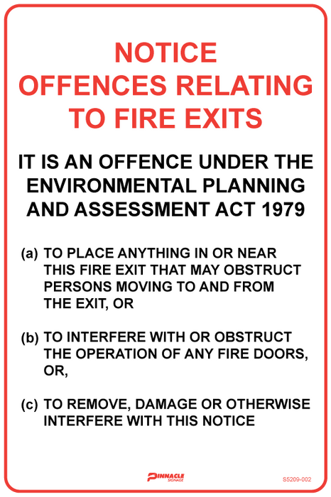 Notice Offences Relating To Fire Exits