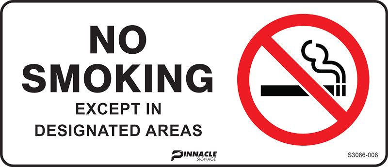 No Smoking Except In Designated Areas