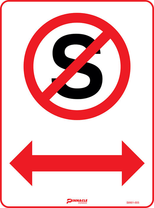 No Stopping Symbol, Double Arrows, 400 x 300mm Metal