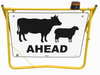 Stock Ahead (T1-19A White), 900 x 600mm Metal, CL1 Refl Swing Stand w/Beacon Kit