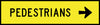 Pedestrians Right Arrow, 1200 x 300mm Boxed Edge, Metal Class 1 Reflective