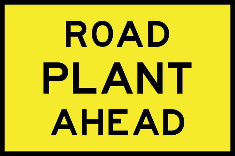 Road Plant Ahead, 900 x 600mm Boxed Edge, Metal Class 1 Reflective