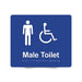 Braille Sign, Male Wheelchair Accessible Toilet, 210 x 180mm, Blue/White PVC