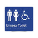 Braille Sign, Unisex Wheelchair Accessible Toilet, 210 x 180mm, Blue/White PVC