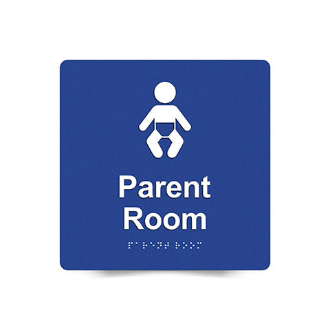Braille Sign, Parent Room, 180 x 180mm, Blue/White PVC