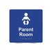 Braille Sign, Parent Room, 180 x 180mm, Blue/White PVC