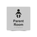 Braille Sign, Parent Room, 180 x 180mm, Silver/Black PVC