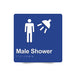 Braille Sign, Male Shower, 180 x 180mm, Blue/White PVC