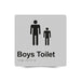 Braille Sign, Boys Toilet, 180 x 180mm, Silver/Black PVC