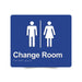Braille Sign, Unisex Change Room, 210 x 180mm, Blue/White PVC