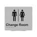 Braille Sign, Unisex Change Room, 210 x 180mm, Silver/Black PVC