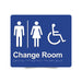 Braille Sign, Unisex Wheelchair Accessible Change Room, 210 x 180mm, Blue/White PVC