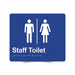 Braille Sign, Unisex Staff Toilet, 210 x 180mm, Blue/White PVC