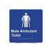 Braille Sign, Male Ambulant Toilet, 180 x 180mm, Blue/White PVC