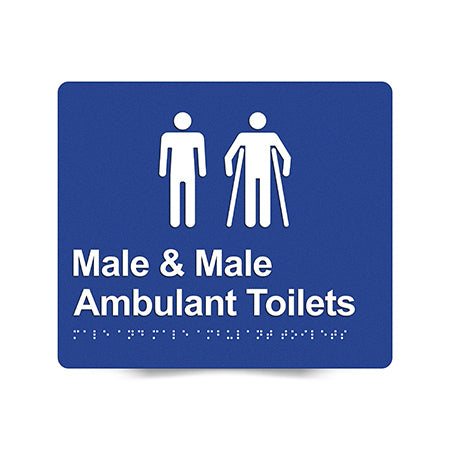 Braille Sign, Male Toilet & Male Ambulant Toilet, 210 x 180mm, Blue/White PVC