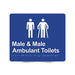 Braille Sign, Male Toilet & Male Ambulant Toilet, 210 x 180mm, Blue/White PVC