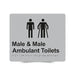 Braille Sign, Male Toilet & Male Ambulant Toilet, 210 x 180mm, Silver/Black PVC
