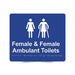 Braille Sign, Female Toilet & Female Ambulant Toilet, 210 x 180mm, Blue/White PVC
