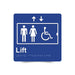 Braille Sign, Lift, 180 x 180mm, Blue/White PVC