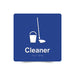 Braille Sign, Cleaner, 180 x 180mm, Blue/White PVC