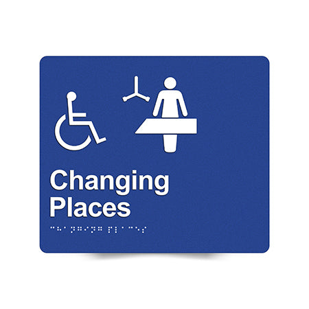 Braille Sign, Changing Places, 210 x 180mm, Blue/White PVC