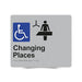 Braille Sign, Changing Places, 210 x 180mm, Silver/Black PVC