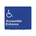 Braille Sign, Wheelchair Accessible Entrance, 210 x 180mm, Blue/White PVC