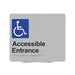 Braille Sign, Wheelchair Accessible Entrance, 210 x 180mm, Silver/Black PVC