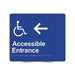 Braille Sign, Wheelchair Accessible Entrance Left, 210 x 180mm, Blue/White PVC