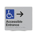 Braille Sign, Wheelchair Accessible Entrance Right, 210 x 180mm, Silver/Black PVC