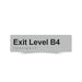 Braille Sign, Exit Level Basement 4, 180 x 50mm, Silver/Black PVC