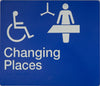 Braille Sign, Changing Places, 210 x 180mm, Blue/White PVC