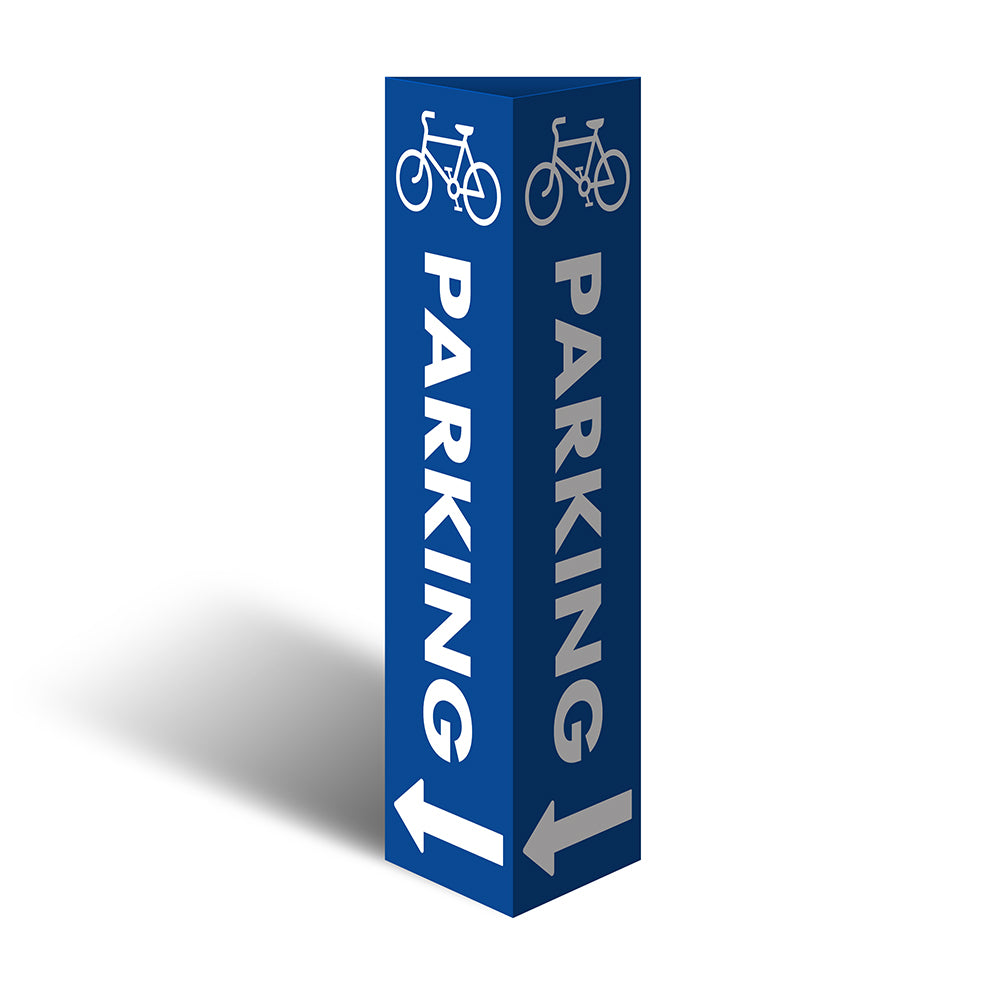Three Sided Bollard Cover Surround, Parking Left Arrow (Bicycle Picto ...