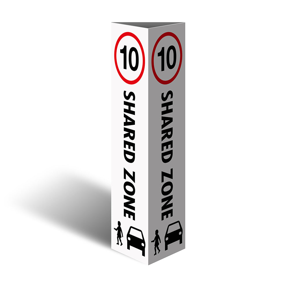 Three Sided Bollard Cover Surround, 10km Shared Zone — Pinnacle Signage